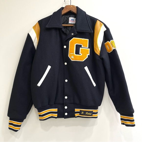 Vintage Standard Pennant Varsity Letterman Jacket Wool Trojans '08 Black Gold - Picture 1 of 14